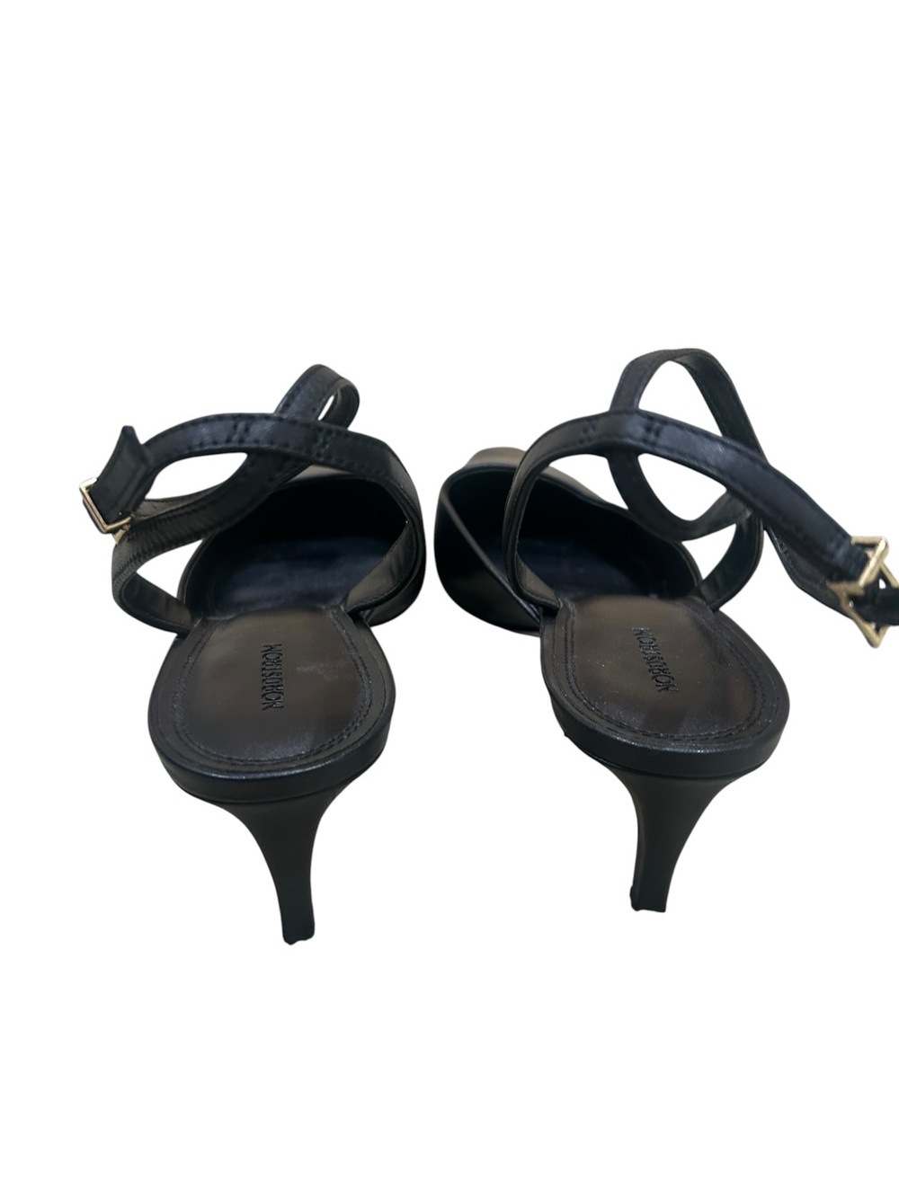 NWT Nordstrom Black strappy ankle Pointed-Toe Slingback Kitten Heels size 10 - Picture 5 of 8
